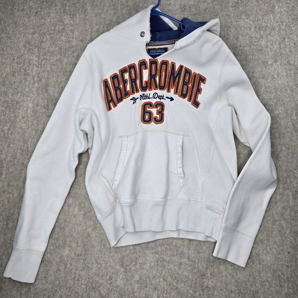 Abercrombie & Fitch Hooded Sweatshirt Medium White Blue